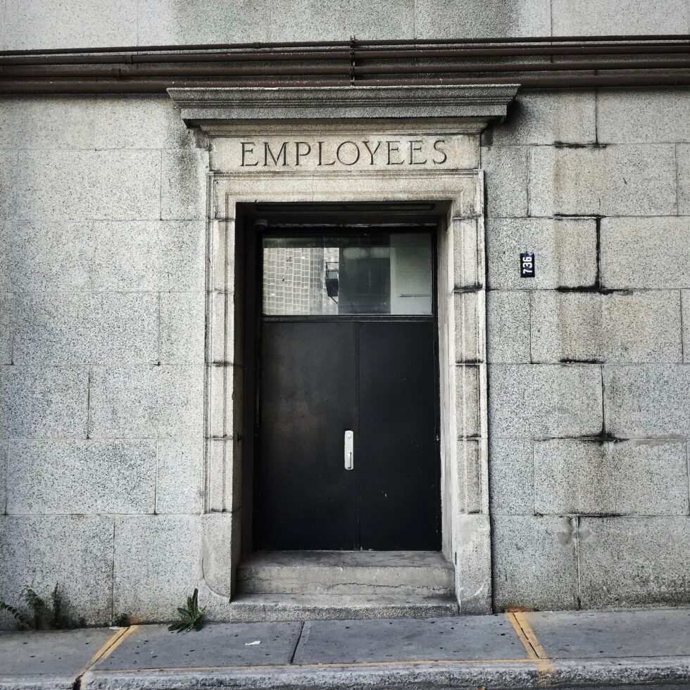 Employees entrance door
