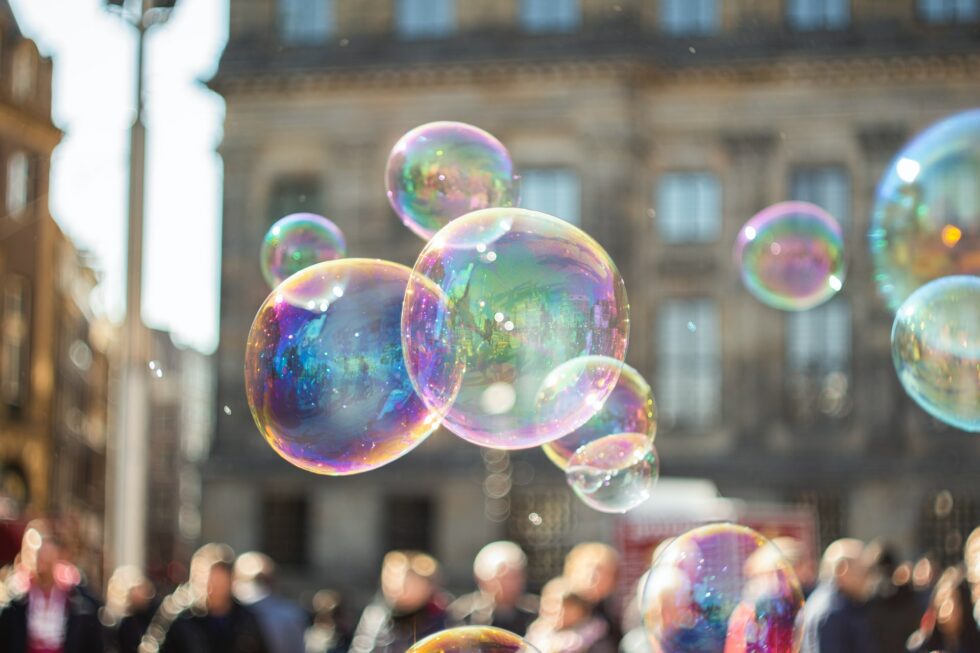 Large bubbles above a crowd