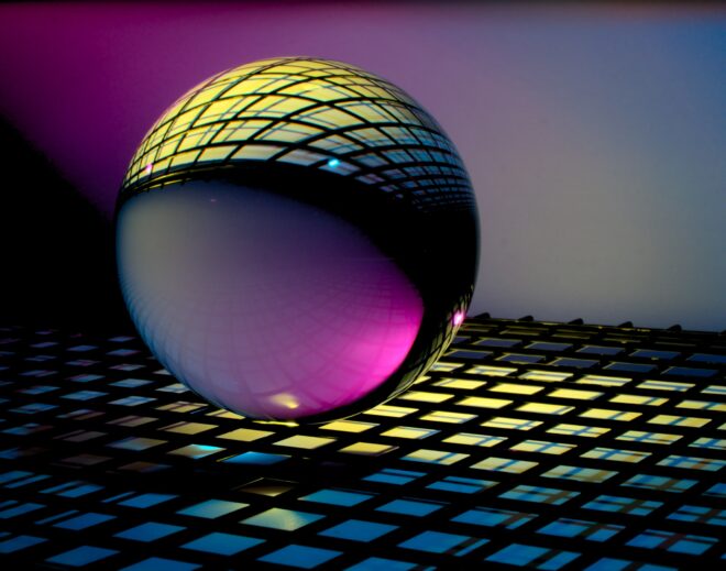 Spherical ball on futuristic surface