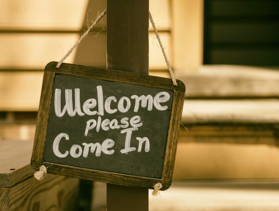 Welcome please come in sign